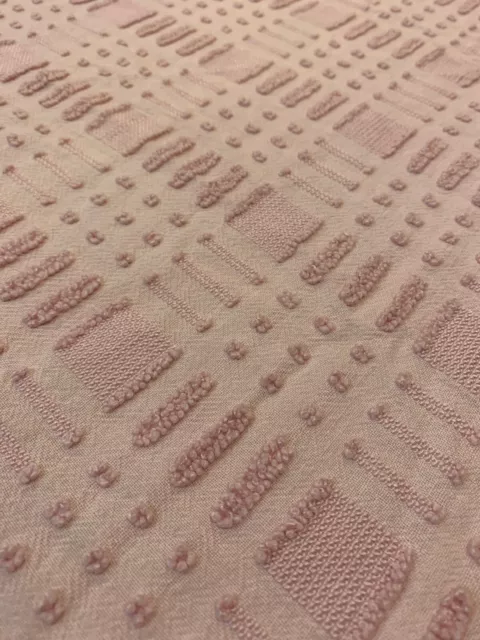 Rare Morgan Jones Dot Dash Pink Vintage Chenille Bedspread Cutter Fabric 18x24”