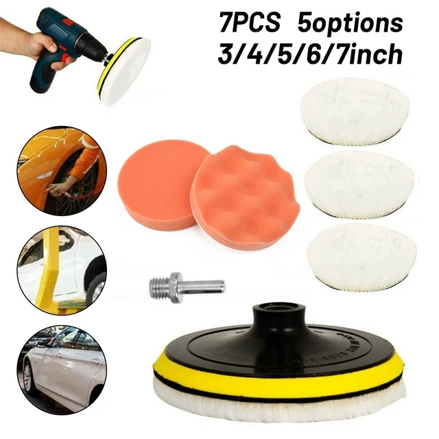 Kit De Polissage Pour Perceuse - 5 Disques En Laine, Tampon 9,6 Cm, Chiffon Microfibre - Idéal Voiture Et Meubles - 9
