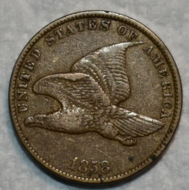 Very Fine 1858 Small Letters Flying Eagle Cent, Solid specimen.