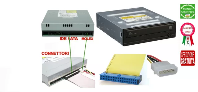 Lettore Masterizzatore Dvd,Cd,Cd-R,Dvr+R   Interno Per Pc Fisso _ Ide  Ata