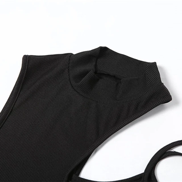 2 Pcs/Set Club Tops Pants Suit Solid Color Full Length Pants Backless Hollow Out 6