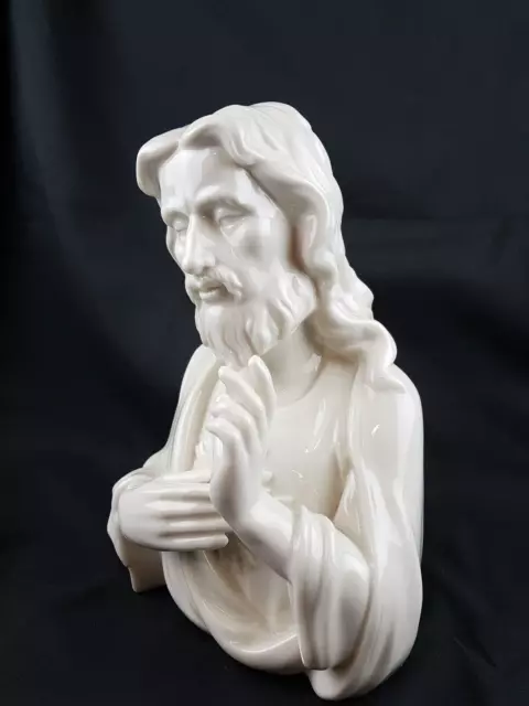 Alte sehr hochwertig gearbeitete Porzellan Heiligenfigur Jesus Christus Büste 3