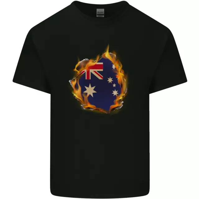 The Australian Flag Fire Effect Australia Kids T-Shirt Childrens