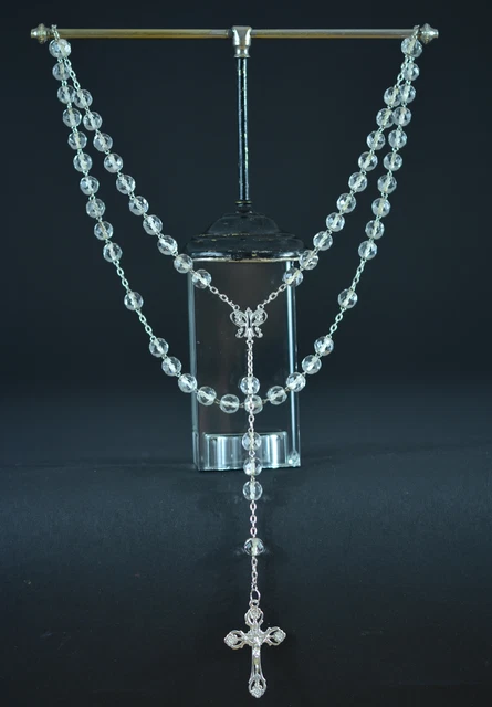 Chapelet Ancien XIXe – Acier Et Bois – Croix Reliquaire – CH71