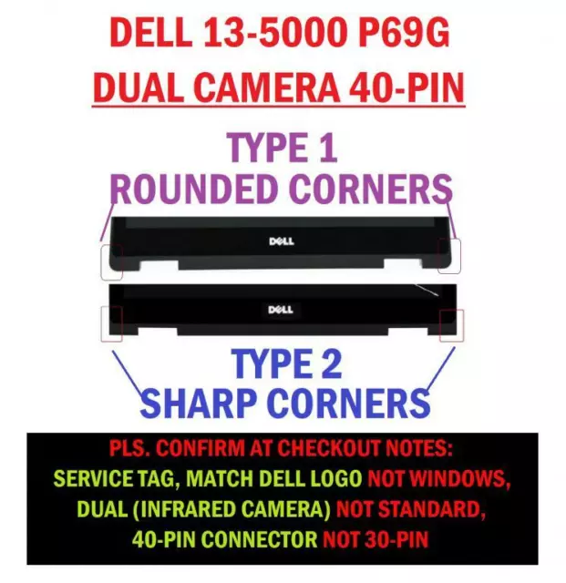 FHD Dell Inspiron 13 7375 LCD Touch Screen Assembly REPLACEMENT B133HAB01.0