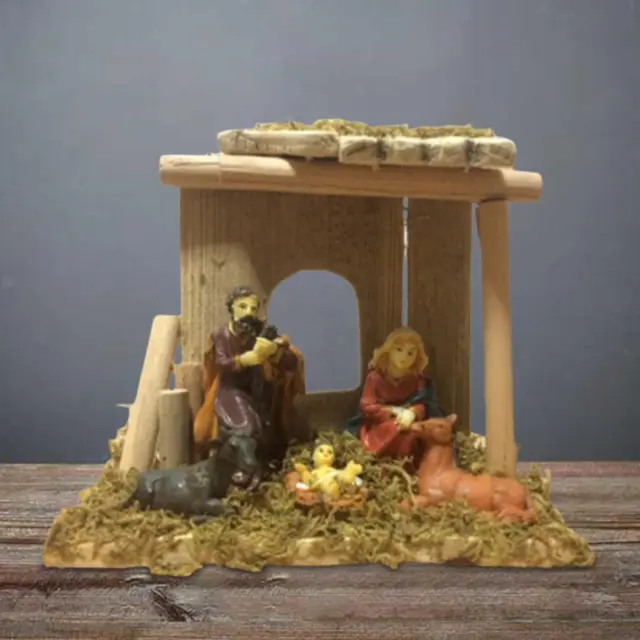 Nativité Scène Figurines Résine Statue Nativité Jésus Mangeoire pour Chambr