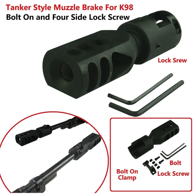 K98 CLAMP BOLT On Tanker Style Muzzle Brake Triangular Baffles For K98