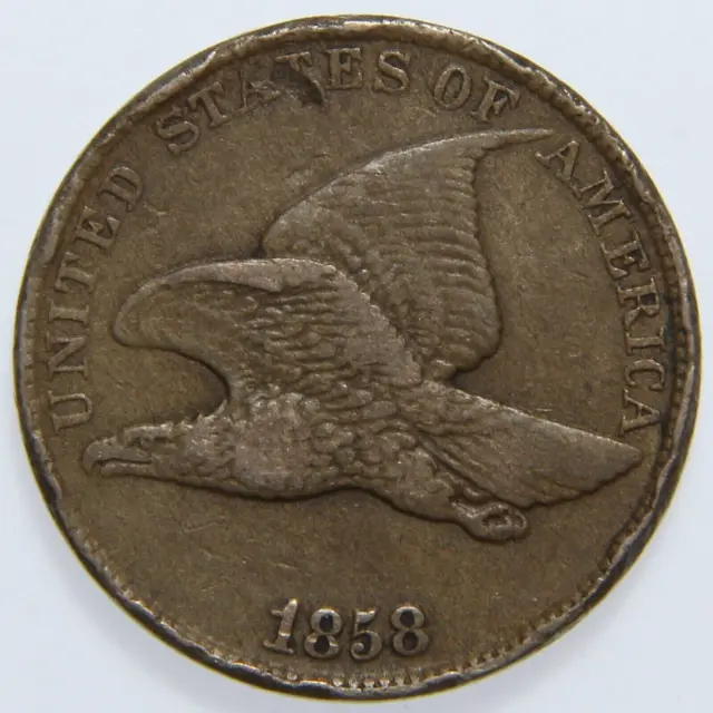 1858 Large Letters US Flying Eagle Cent 1c, Nice Details, -K2729-