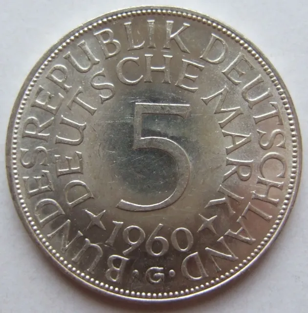Moneta Rfg Aquila Argento 5 Tedesco Marchi 1960 G IN