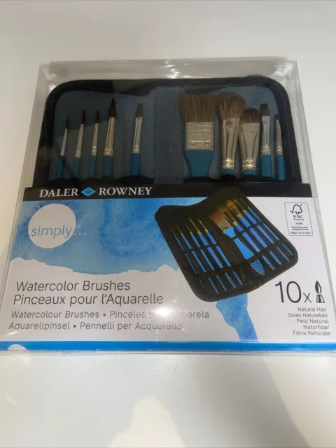 Daler Rowney Simply Watercolour Artists Paint Brush Set Zip Case Natural