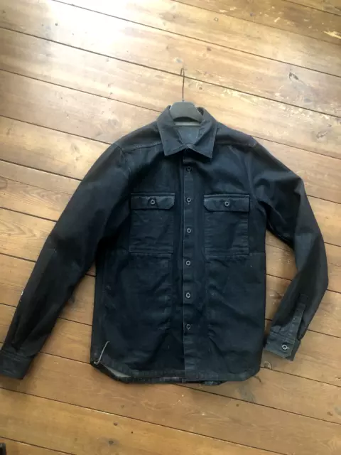 Rick Owens Drkshdw Outershirt / Jacket Selvedge Wax Denim Black Size S Oversized