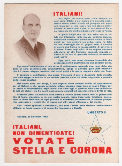 A3 Cartolina Vota Stella E Corona Non Viaggiata