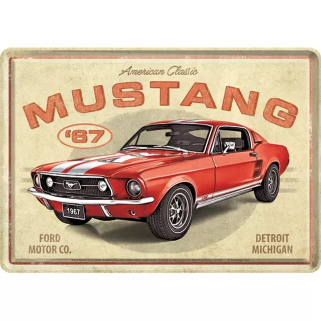 Nostalgic-Art - Carte Postale Plaque en Métal 10 x 14 cm - Ford Mustang GT