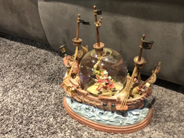 Disney Peter Pan You Can Fly Musical Snow Globe Captain Hook Pirate Ship 2