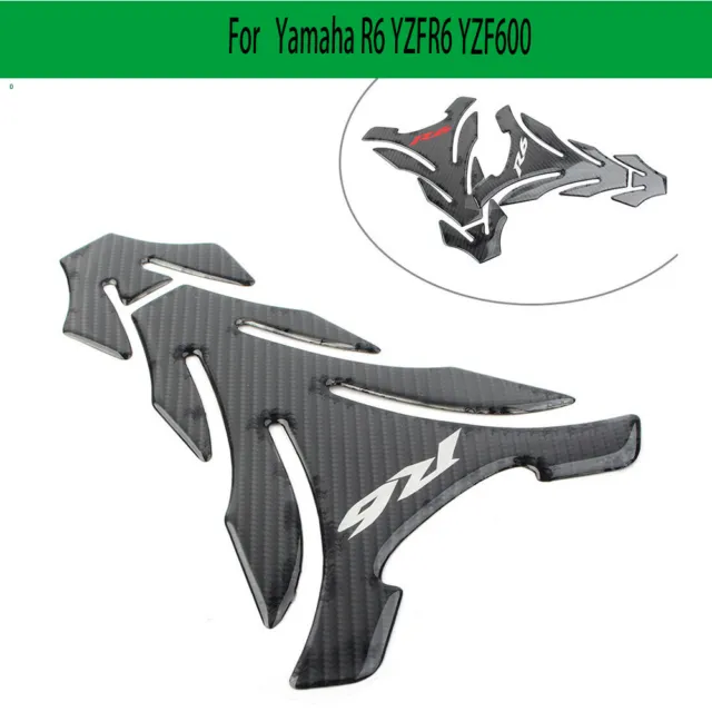 Tank Pad Oil Gas Sticker Decal Protector For Yamaha R6 YZFR6 YZF600 Carbon Fiber