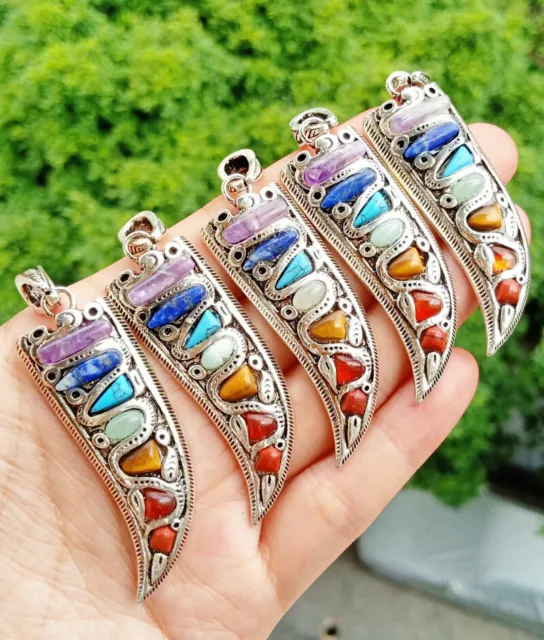 5pcs Yogao 7 Chakra Stone Tree of life Pendants Energy Reiki Healing Amulet