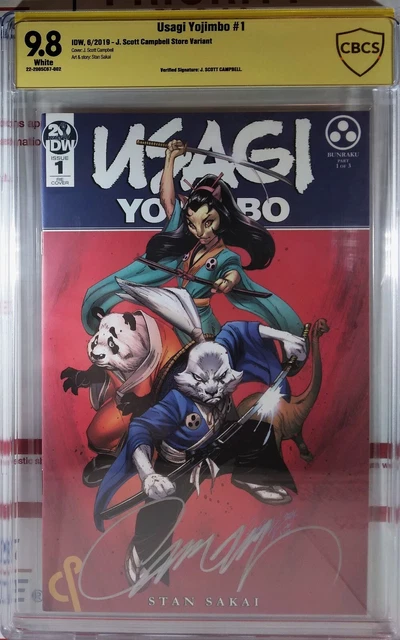 💥🐇 CBCS 9.8 SIGNED J SCOTT CAMPBELL USAGI YOJIMBO #1 VARIANT 2019 TMNT cgc
