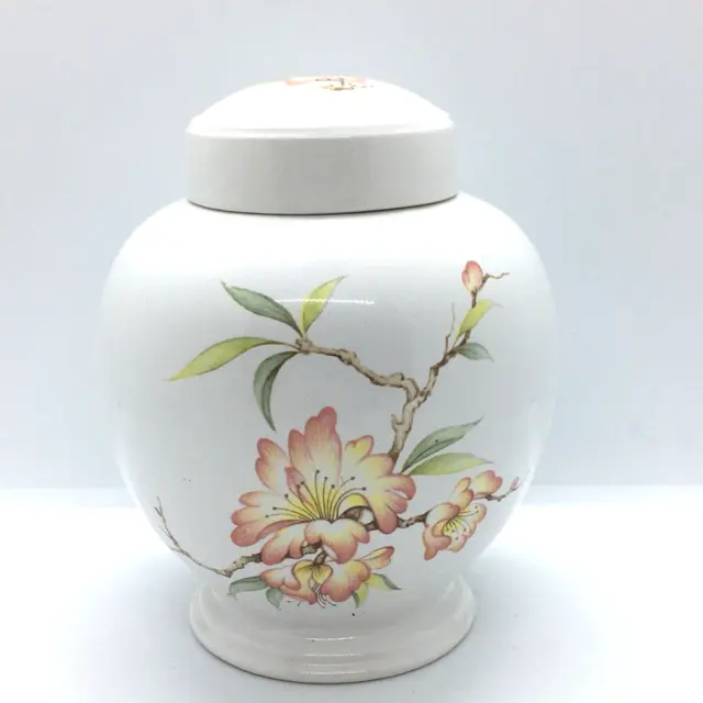 Studio Unbranded White Ceramic Lilly Floral Ginger Jar Urn Vase Pot Ornament
