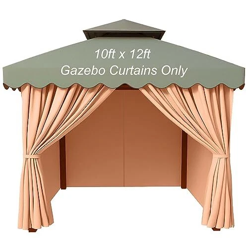 10 X 12 Gazebo Curtains Outdoor Waterproof 4-Panels Universal Replacemen