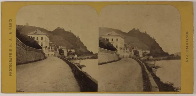 Deutschland Rolandseck Andernach Foto Hippolyte Jouvin Stereo Albumin c1865