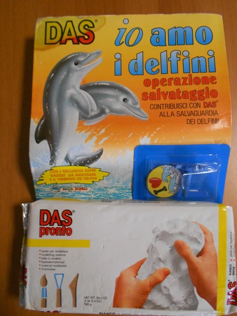 DAS Pasta modellabile bianca- Due Panetti da 1 KG + Gadget IO AMO I DELFINI