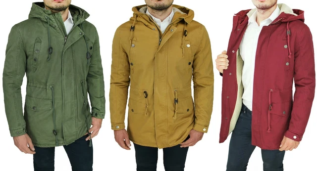 Giubbotto Parka Uomo Diamond Invernale Sherpa Giaccone Eskimo Pelliccia Casual