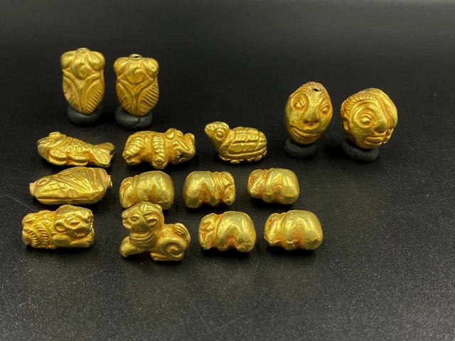 Old Antique Ancient Gold Animals figures Beads from Pyu Period South east Asia