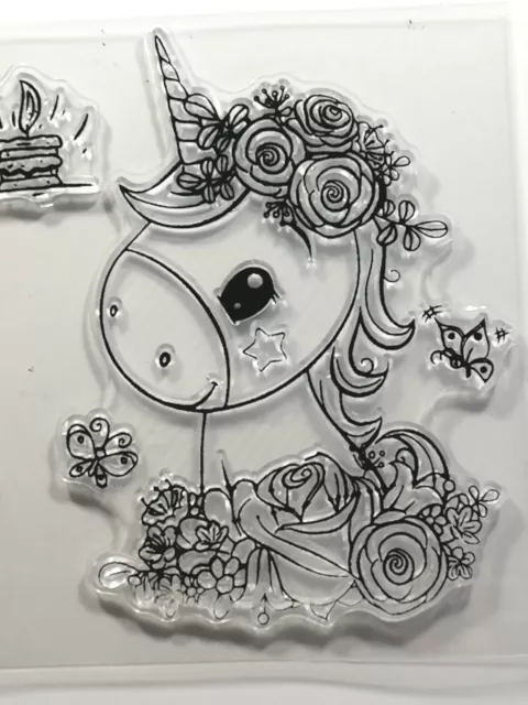 4 niedliche klare Silikon Stempel Einhorn Geburtstag Sentiment Karte Herstellung Sammelalbum Kunst 3