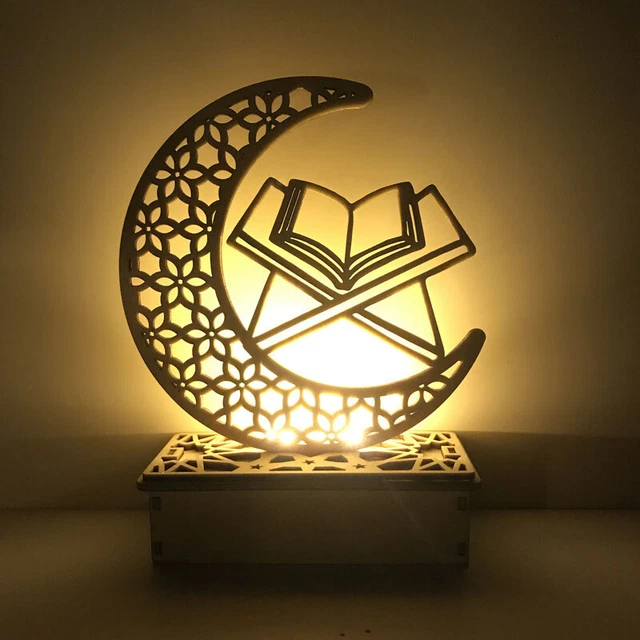 RAMADAN DECORATIONS 2024 Wooden LED Light Table Ornaments Islamic