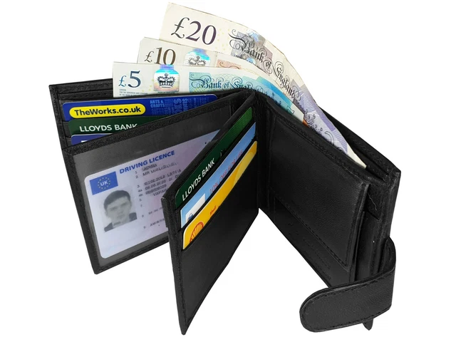 Mens Wallet Leather 9 RFID Blocking Credit Cards Coin Pocket Gift Boxed Choice
