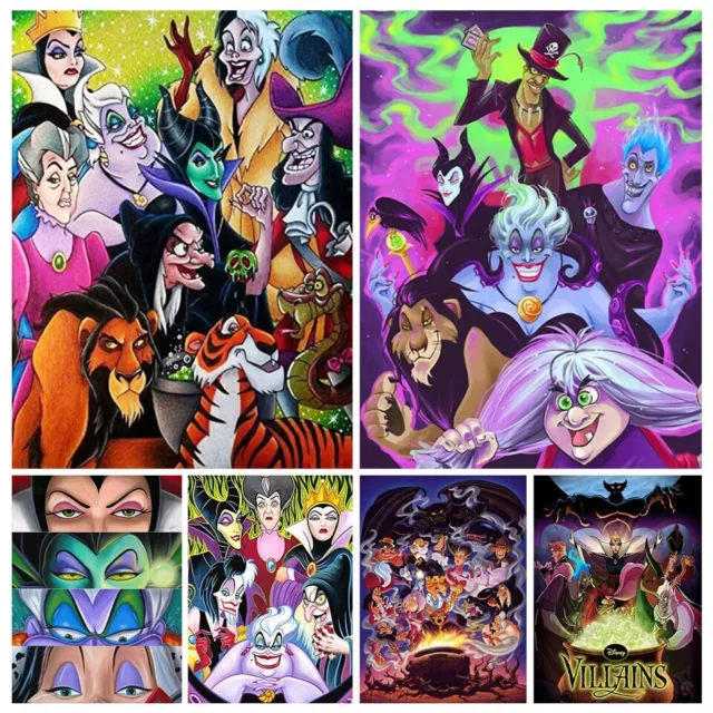 5D Full Diamond Painting Kits Disney Villains Mosaic DIY Cartoon Home Decor Gift