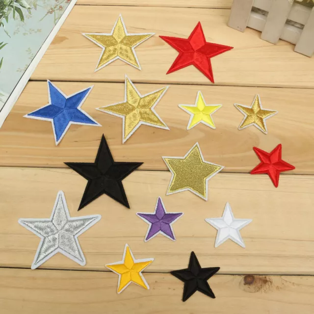 10PCS Five Pointed Star DIY Embroidery Sew Iron On Badge Patch Clothes Ornament