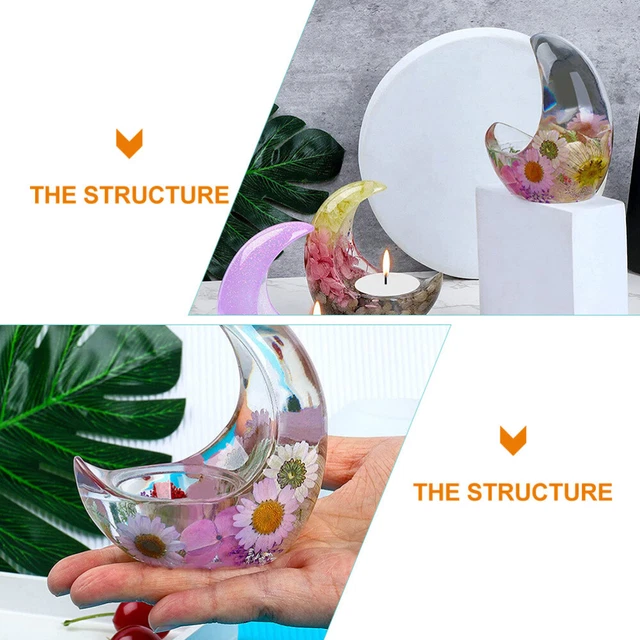 1 Set Kristall Epoxy Mond Förmigen Leuchter Kerze Tasse Kerze Halter, 10