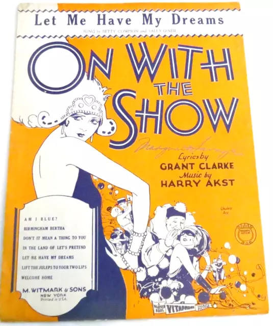 Let Me Have My Dreams Sheet Music On with the Show Betty Compson Sally ONeill