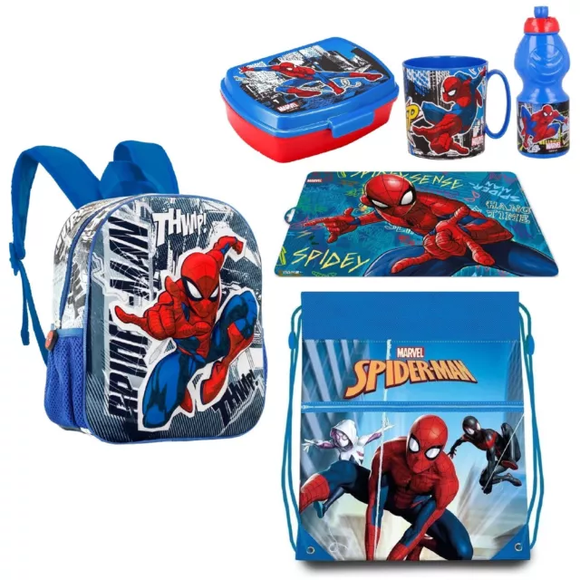 Spiderman Jumping Mochila 3D Escuela Guardería Lonchera Taza Botella Bolsa