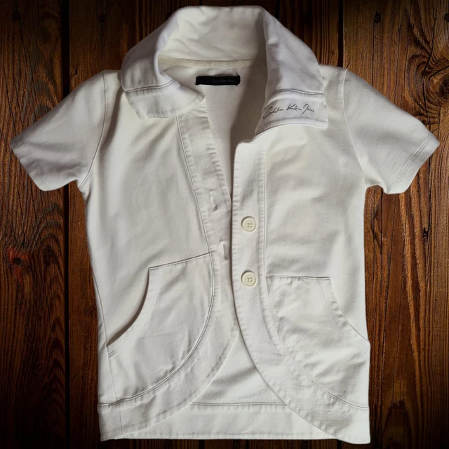 Calvin Klein Jeans Cardigan Bianco tg XS maniche corte a bottoni da donna