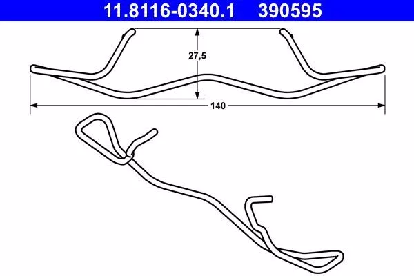 ATE 11.8116-0340.1 Feder Bremssattel für FORD RENAULT AUDI