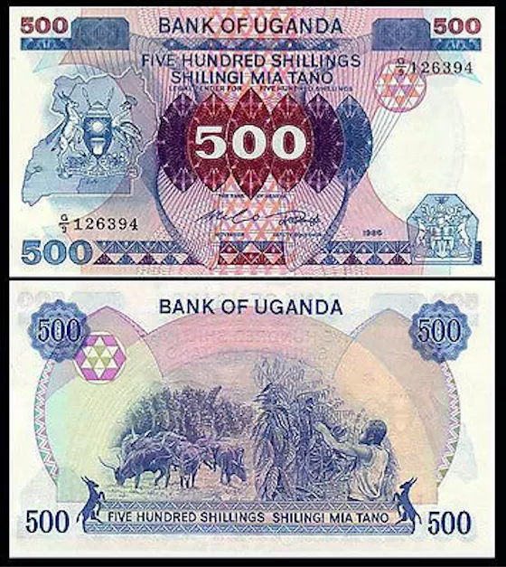 Uganda 500 Shillings 1986 P 25 Unc Coffee Harvest Banknote