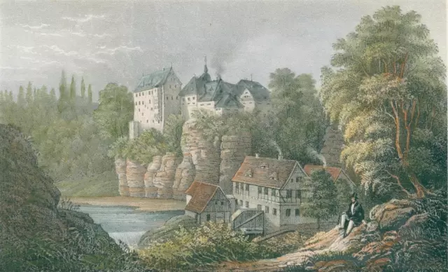 LOHMEN - Gesamtansicht - Lohse - Lithographie um 1840