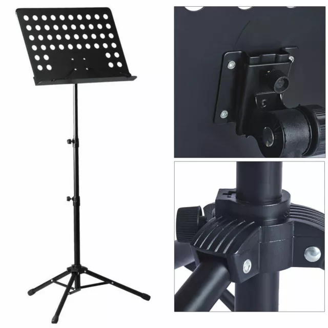 Folding Music Stand Adjustable Heavy Duty Orchestral Sheet Stand Tripod Base