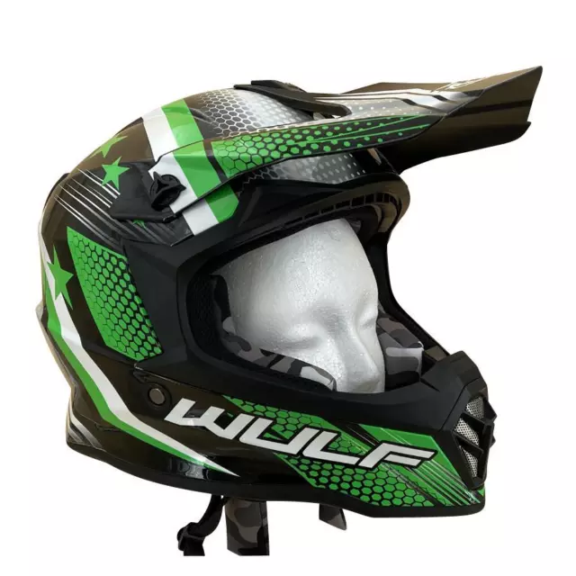 Wulfsport Kinder Cross Helm Off Road L 51-52 grün Motorrad Quad Bike MX BMX