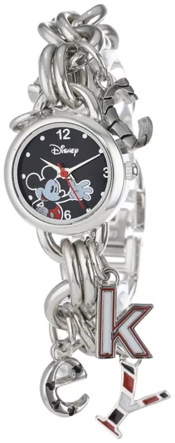 Disney Mickey Mouse Women Stainless Steel Charm Bracelet Watch Mk2067