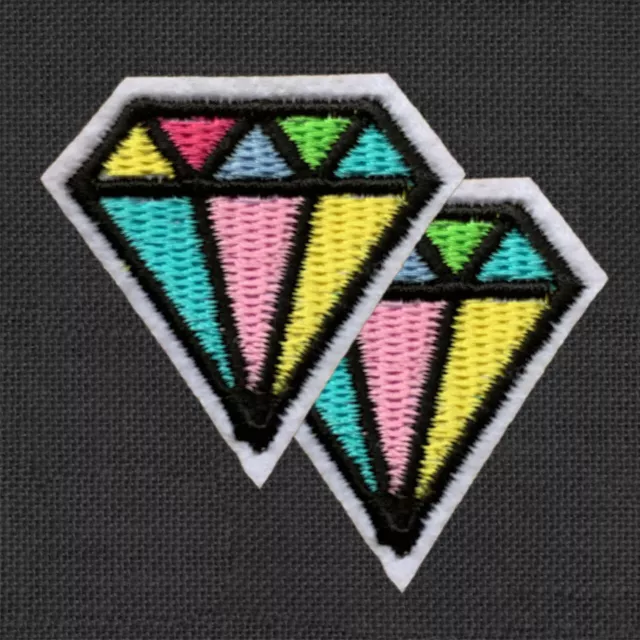 2pcs Diamond Rainbow Embroidered Patch Cloth Iron On Applique craft sewing #1753