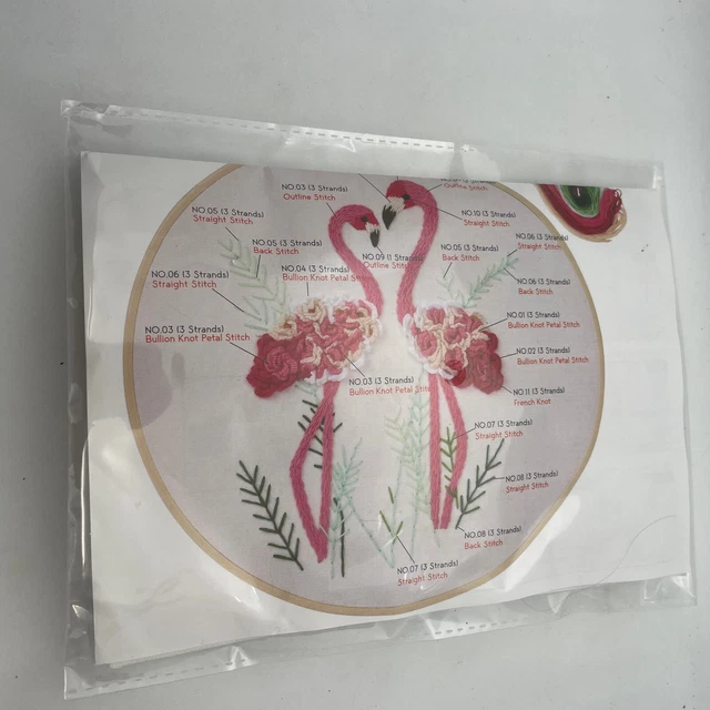 Kit de bordado Magicfly para principiante diseño de animales flamenco preimpreso nuevo en paquete