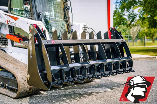 Skid Steer Root Rake 66" Wide Universal Fit Heavy Duty Clamshell by McLaren