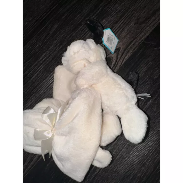 Brand New with Tags! Jellycat Bashful Puppy Dog with Lovey Blanket Black White