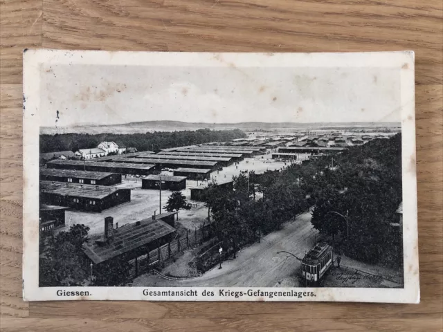 101 AK Gießen Kriegsgefangenenlager Feldpostkarte 1916
