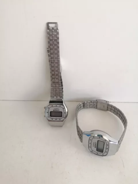 Raro Orologio Donna Acciaio Quartz Lcd Leader Anni '80