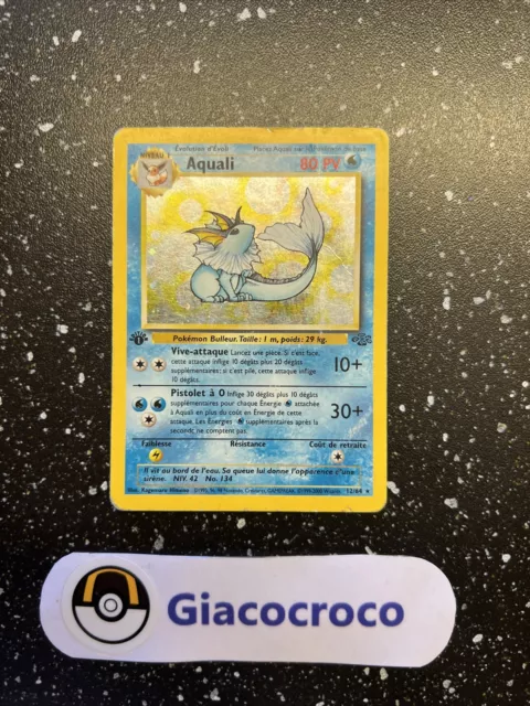 Pokemon Card Aquali Holo 12/64 Wisard Jungle Edition 1 First 1st French Vf Fr