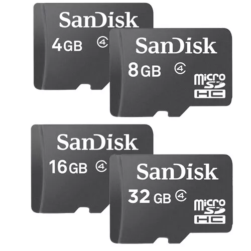 SANDISK CLASS 4 micro SD SDHC 32GB 16GB 8GB Flash Memory TF Data Card LOT